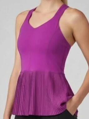 Lululemon City Tank fitted bodice pleated peplum hem magenta
